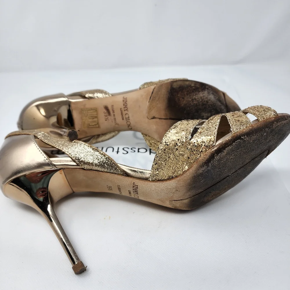 Jimmy Choo Gold Leather Pumps 39.5